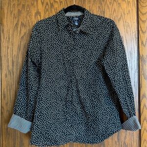 Chaps Black Blouse with White Dots